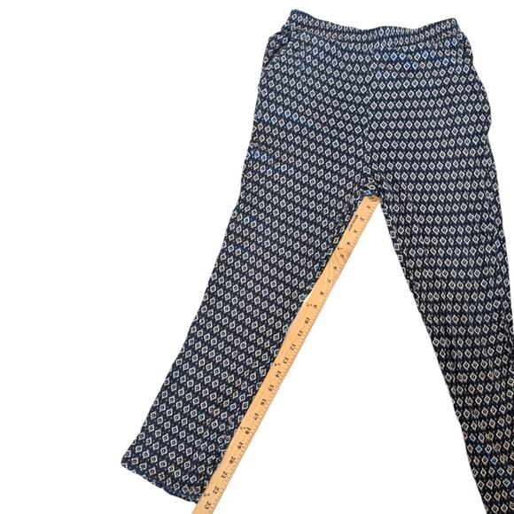 H&M Blue White Geometric Ikat-Inspired High Waist Casual Pants Women’s Small - Picture 8 of 9